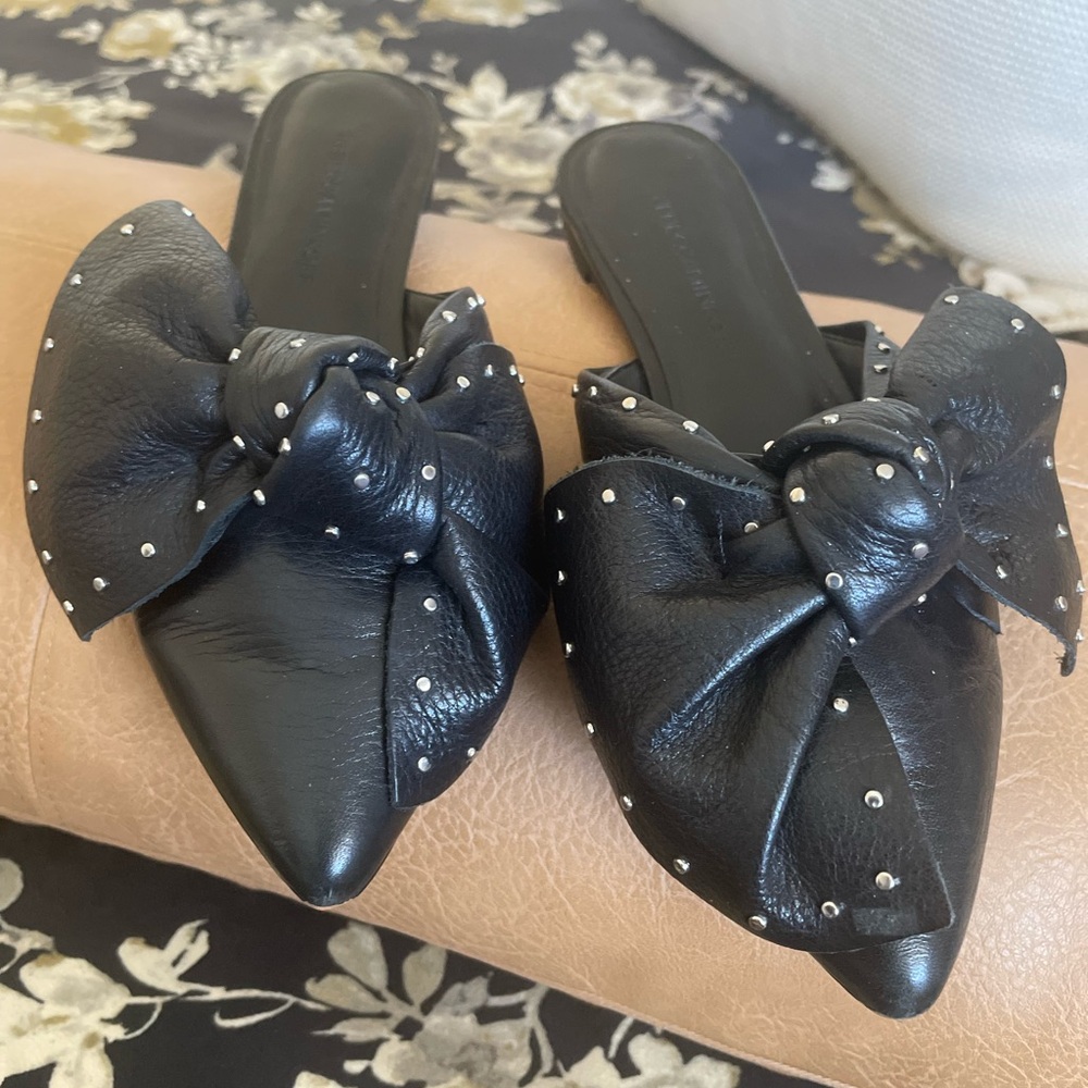 Rebecca Minkoff Leather Bow Flat Mule
